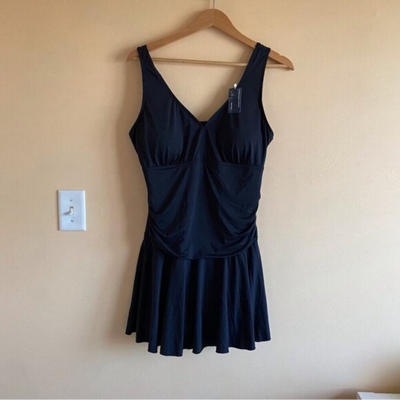 Summer Mae Maternity Swim Dress 2X Black Ruffle Skirt Biker Short Bra Modest NEW - Picture 15 of 15